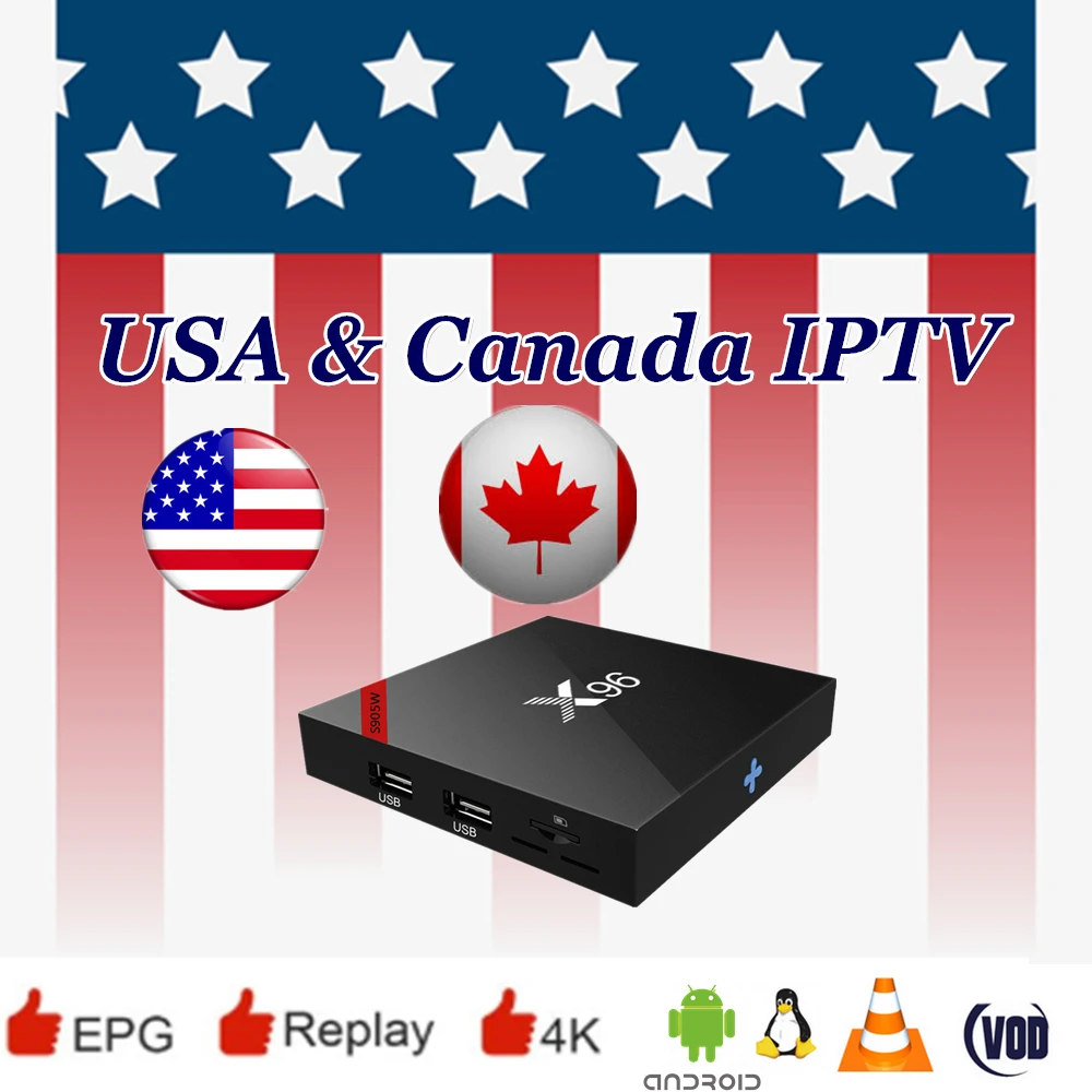 X96 США IPTV и Канада IPTV часы 3/6/12 месяцев IPTV подписка Поддержка Тесты M3U8 Android VCL и так далее