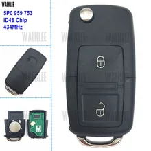 WALKLEE Veículo Carro Remoto Chave 434 MHz para SEAT/SKODA/VW/VOLKSWAGEN 5P0959753 5P0 959 753 Porta Controle de bloqueio com o Chip ID48