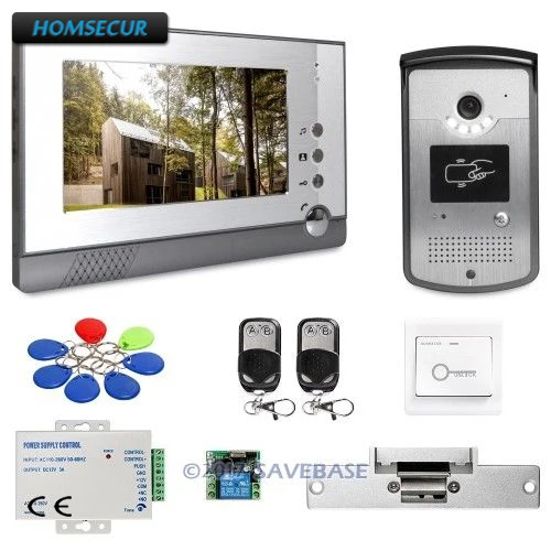 

HOMSECUR 1V1 + Strike Lock 7" Wired Video Door Entry Security Intercom Electric Strike Lock Set Included