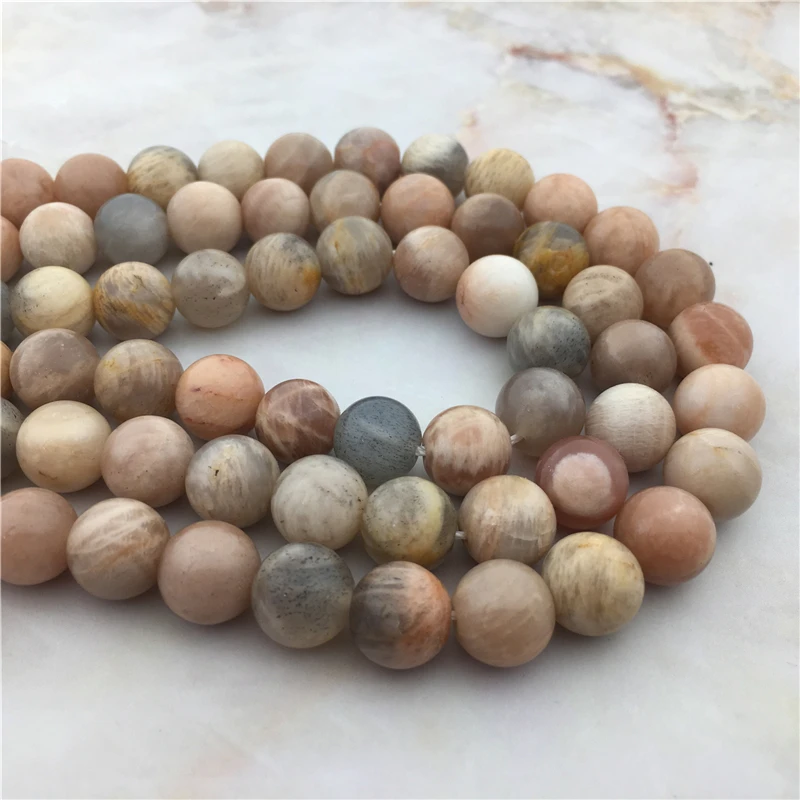 Natural Stone Smooth Round Flash Sunstone Loose Beads, Moonstone Quartzs Beads, Genuine Gems Beads For DIY Jewelry Making,10mm