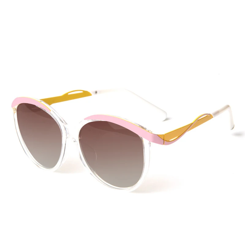 LianSan Модные солнцезащитные очки "кошачий глаз" Винтаж поляризованные женские солнцезащитные очки в стиле ретро Для женщин Роскошные Пластик розового и черного цветов UV400 LSPZ1534 - Цвет линз: White