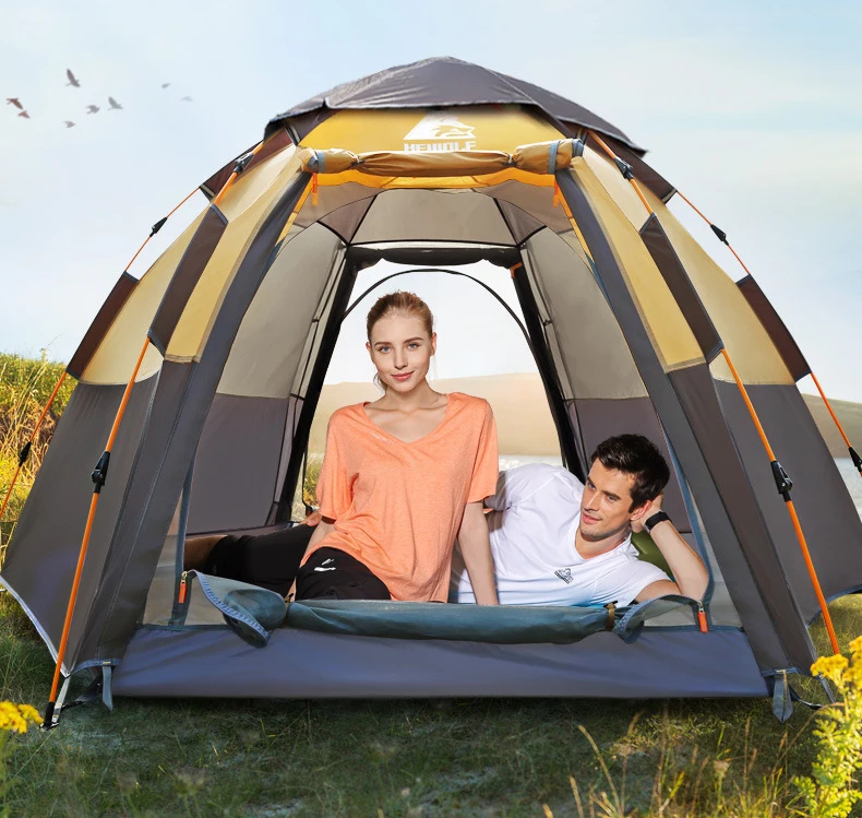 Quick Automatic Open Tent 3-4 Person Double Layer Large Camping Family For Outdoor Recreation Party Tents Awning Beach Tent