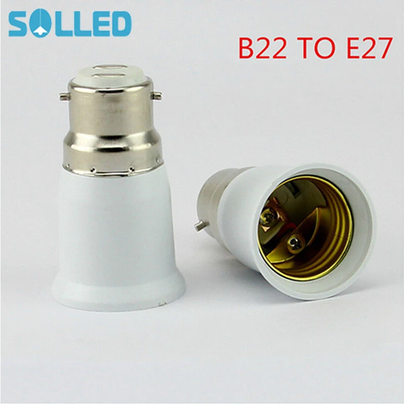 

SOLLED B22 to E27 Light Lamp Bulb Socket Base Converter Edison Screw to Bayonet Cap Fireproof Holder Adapter Converter Socket