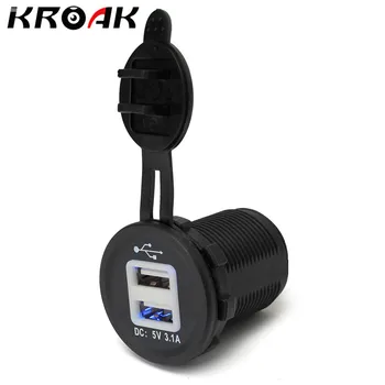 

KROAK 12-24V Dual USB Port Car Cigarette Lighter Power Socket Splitter Charger Adapter Plug