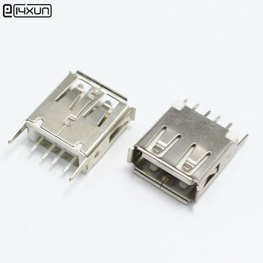 10pcs USB Type A Female Vertical Socket Connector 180 Degrees 4 Pin