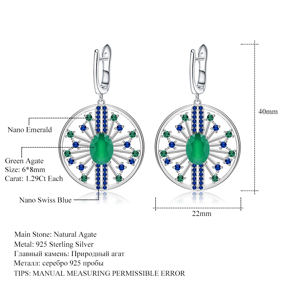 GEM'S BALLET 2.58Ct камень натуральный агат серьги 925 пробы серебро Винтаж дворец Висячие серьги для женщин хорошее ювелирное изделие