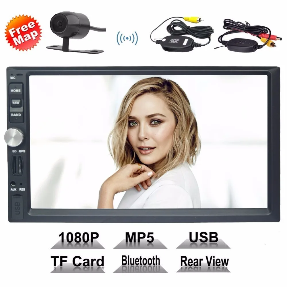 

Car Audio Radio Receiver 2 double Din Stereo 7" TouchScreen Bluetooth MP5 Player support GPS USB/SD Memory Card AUX Input camera