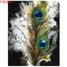 Бриллиантовая роспись Павлин перо рукоделие Алмазная Вышивка Смола камень, алмаз крестом Мозаика Diy фото на заказ дизайн