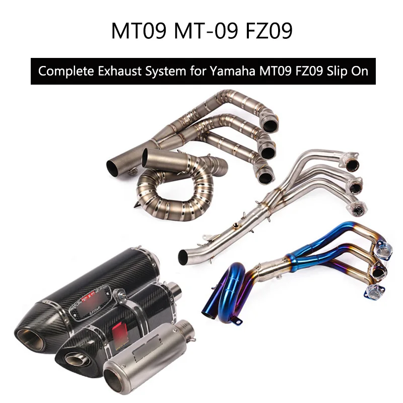 

( Complete Exhaust System ) For Yamaha MT09 FZ09 MT-09 Exhaust Pipe Slip On 51 mm Motorcycle Header Mid Tail Pipe Rear Muffler