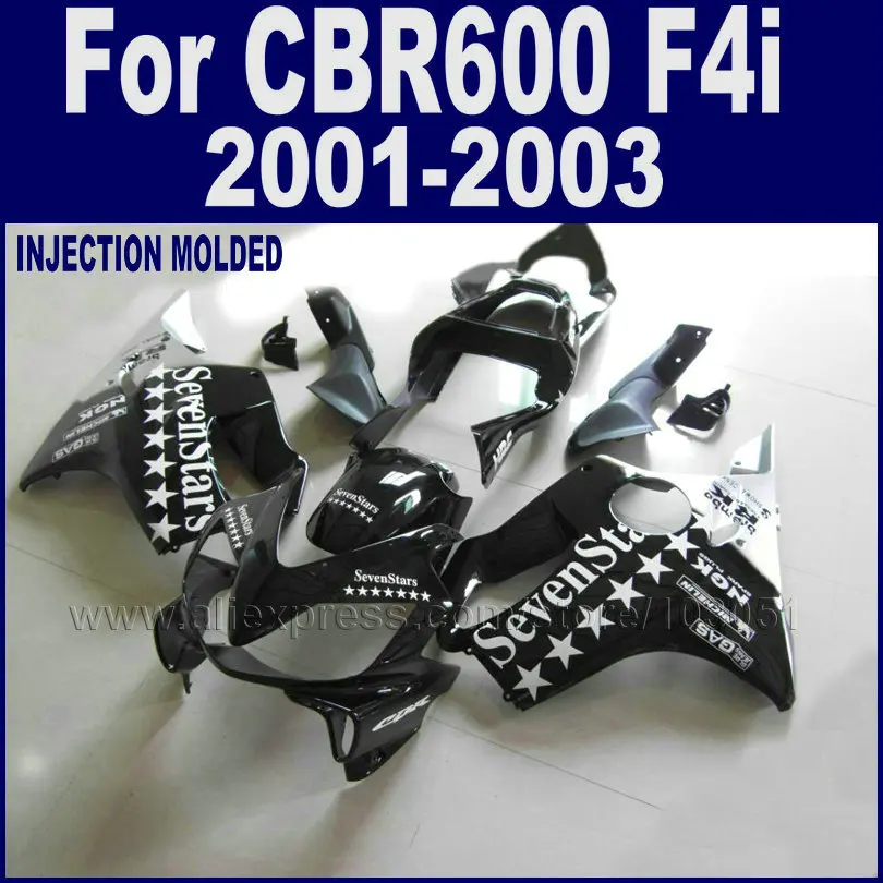 

Motorcycle Injection molding fairings kit for Honda CBR 600 F4i 2001 2002 2003 cbr 600 f4i 01 02 03 black sevenstars fairing kit