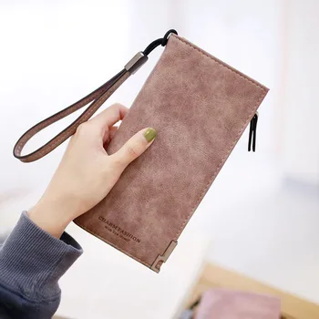 

Ladies Wallet Purse Mobile Phone Bag Version Of The New Matte Long Zipper Large Capacity Handbag Pu Clutch Bag Wallets Female
