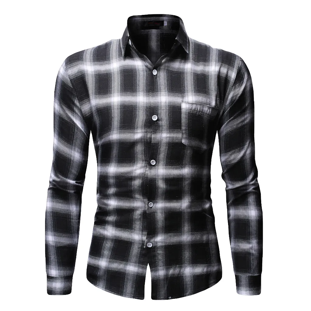 

Fashion Brand Men Shirt Long Sleeve Splicing Lattice Chequered Male Shirt Blouse Top camisas de hombre hawaiian shirt camiseta