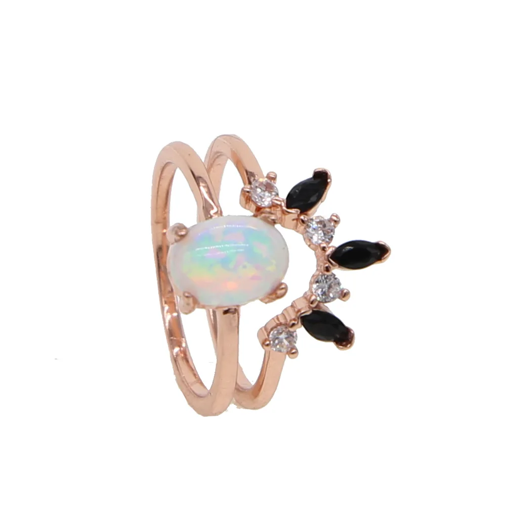 2Pcs/set elegant Ring Femme Fashion Jewelry white egg fire