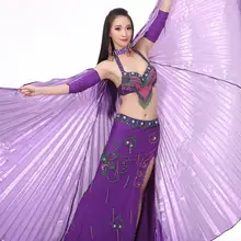 3 м* 360 профессиональный женский костюм для танца живота, крылья ИГИЛ с палкой, Египетский реквизит для танцев, фиолетовый, красный, черный