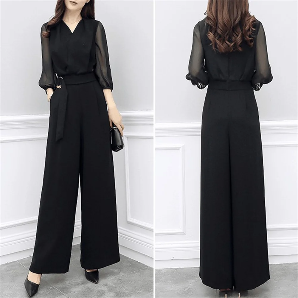 bell sleeve wide leg jumpsuit