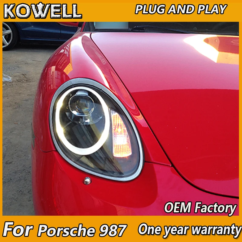 Kowell Car Styling 2004 2005 2006 2007 2008 Per Fari Porsche 987 Led Drl Lens Double Beam H7 Hid Xenon Bi Xenon Lens