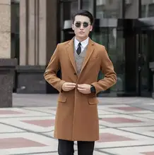 Men’s clothing plus size long design wool coat men single breasted khaki outerwear trench coats mens overcoat casaco masculino