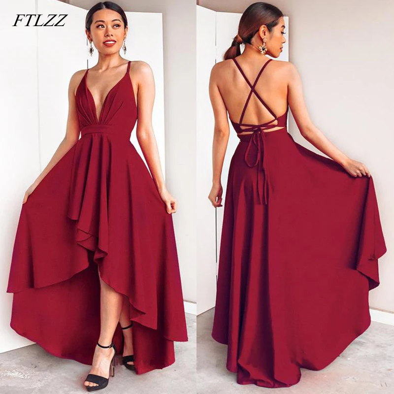 

FTLZZ Sexy Long Dress Autumn Winter Women Elegant Backless Bandage Dresses Plus Size Vintage Beach Party Dress Robe Vestidos