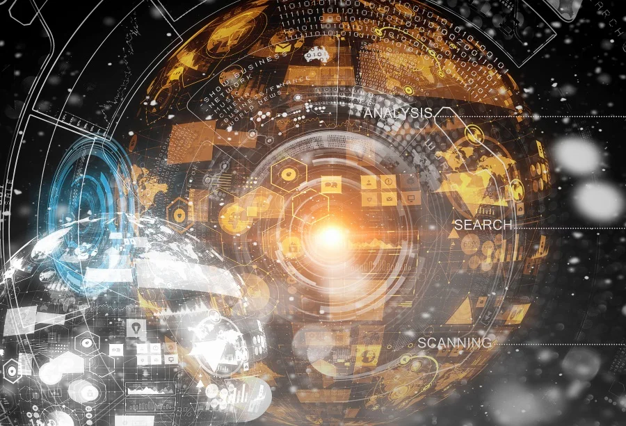 Laeacco Global technology Concept Scene Baby Photographic Backgrounds Customized Photography