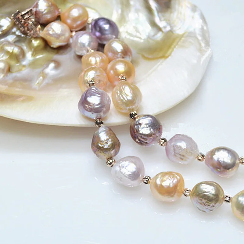 

Luxury Brand name Really natural Metallic luster Big pearl 11-13mm Baroque Irregular Pearl Necklace for women Free shipping