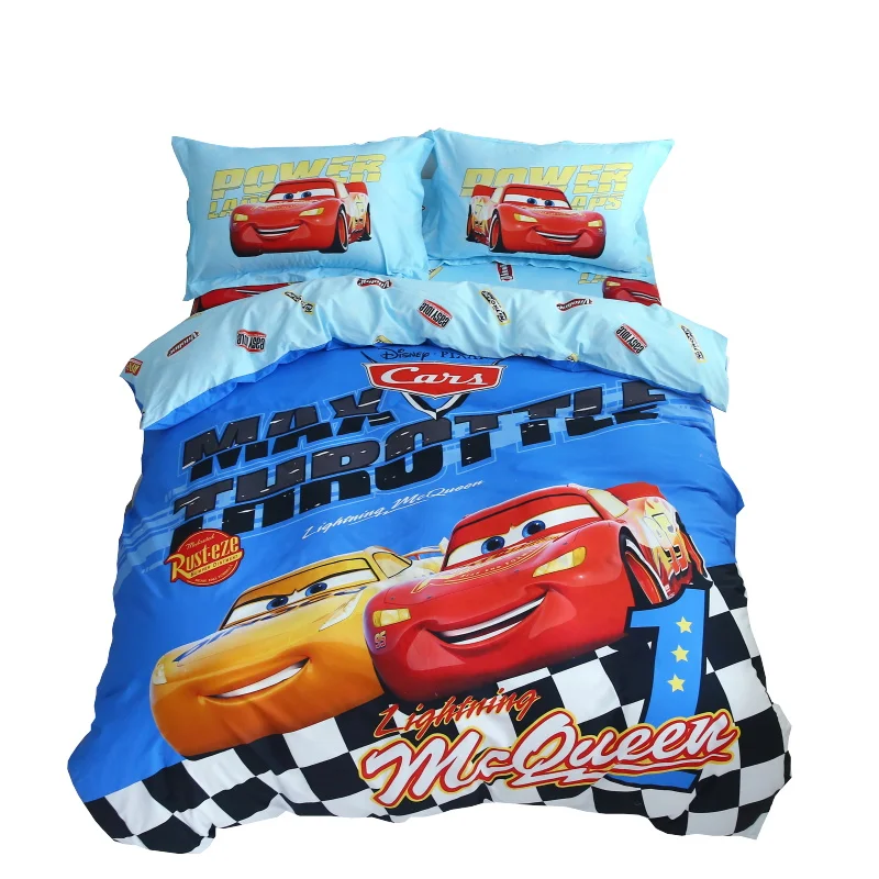 

Disney brand Lightning McQueen Cars bedding set twin size bed quilt covers for boys kids bedroom decor blue cotton full queen