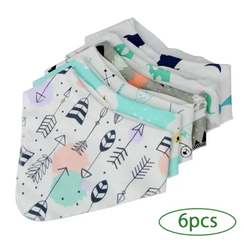 

6Pcs/Lot Baby Bibs Infant Sling Neckerchief Triangle Bandana Bibs for Baby Gift Cotton Baby Bibs Printed