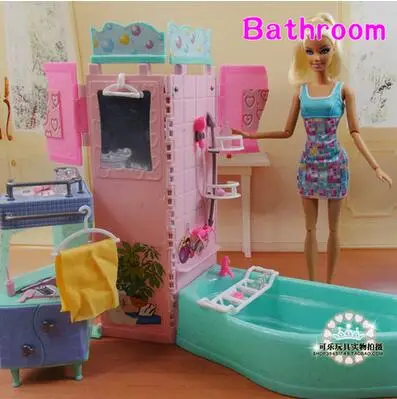 

Water toys Summer swimming toys DIY doll bathroom tub For barbie Doll 1/6 Doll Accessories doll house Furniture set