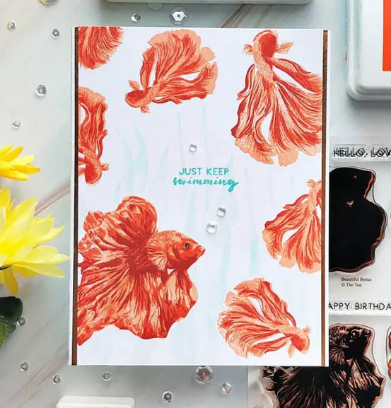

Golden fish layers background Transparent clear stamp for DIY Scrapbooking Card hand making/photo Album decoration