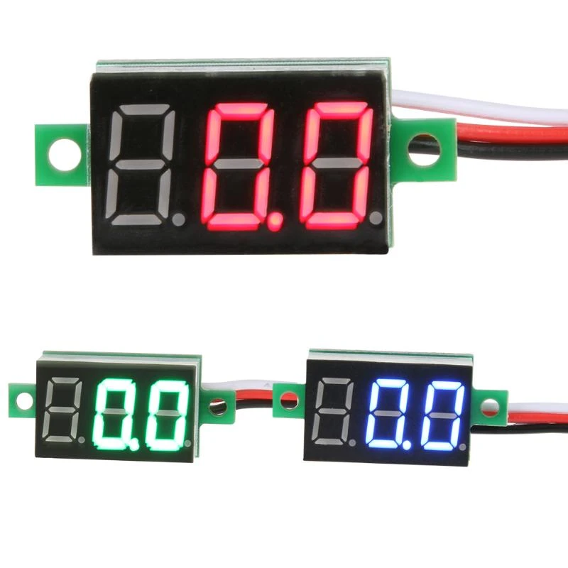 digital flow meter 0.36 Inch DC 0-100V  LED Mini Digital Voltmeter Blue/red/green LED Display Volt Meter Gauge Voltage Panel Meter 3 wires E#CH left handed tape measure