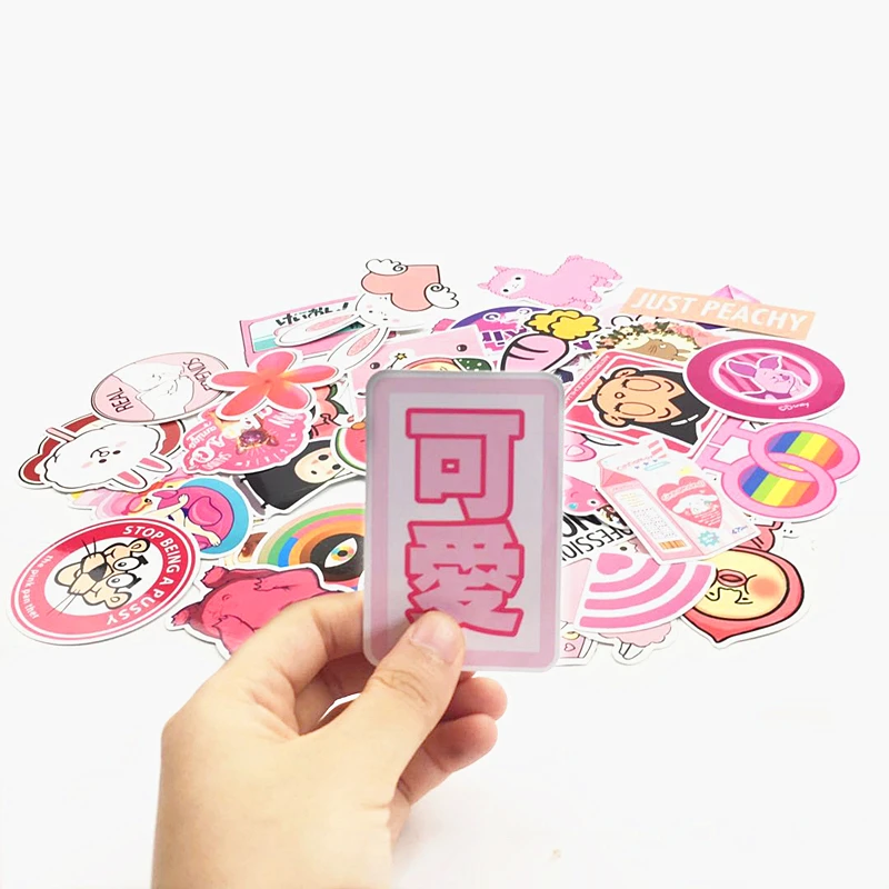 50pcs pink cartoon cute Rilakkuma Mix Laptop Stickers DIY Sticker for Kids Toys Cars Phone Laptop Bicycle Waterproof