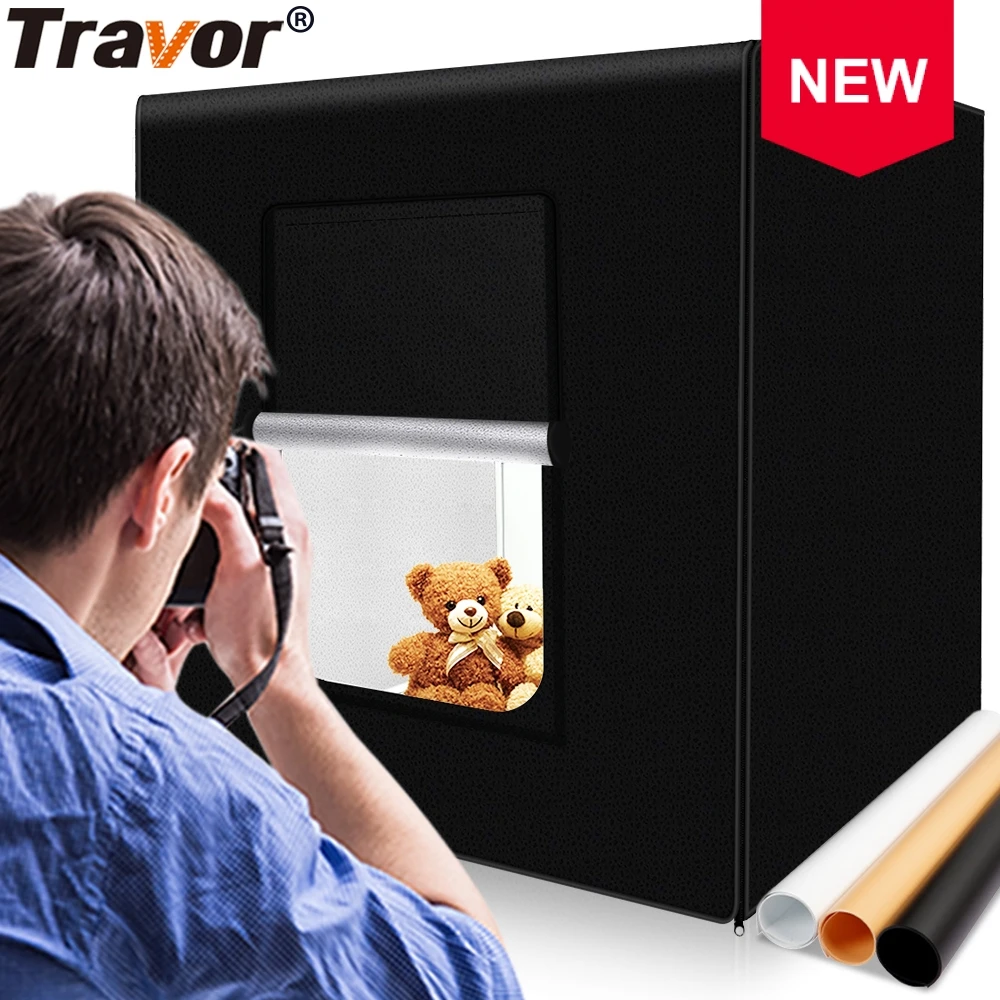 

Travor Light Box 40cm 16inch Dimmable Photography Led Light 24W 13000LM CRI95 Luces Led Lightbox with 3 Color Background Paper