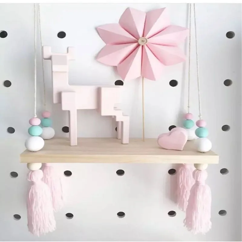 1 Stuck Minimalistischen Holz Hangende Lagerung Regal Partition Wandregal Wohnzimmer Schlafzimmer Dekoration Mit Quaste Und Holzperle H2733 Storage Shelves Hanging Storage Shelveswall Shelf Aliexpress