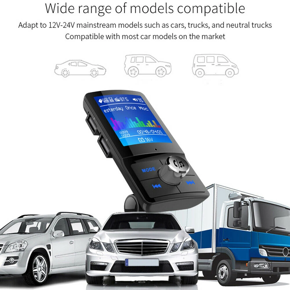 

Hands-free Bluetooth Car Kit FM Transmitter Dual USB Charger Adapter MP3 Player For Car GPS Electronics Phone PC GPS Accessories