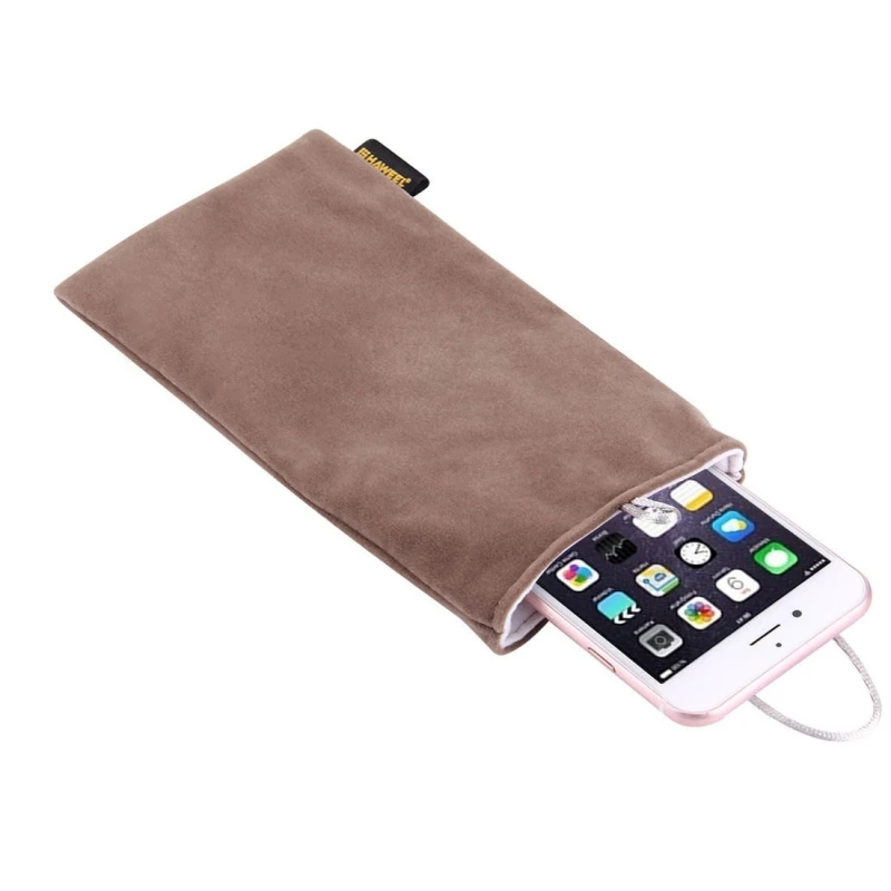 HAWEEL Для женщин Для мужчин мягкие фланелевые сумка с жемчугом и пуговицы для iPhone для samsung мобильного телефона до 5,5 дюймов Экран телефон - Цвет: Серый
