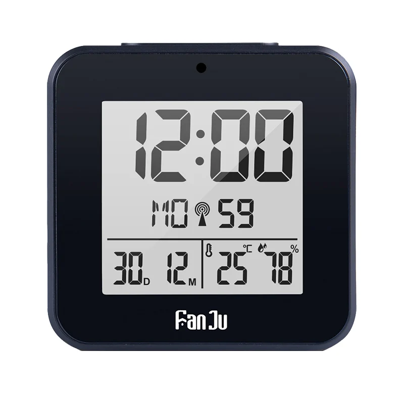 FanJu FJ3533 термометр гигрометр Цифровой Будильник Электронная метеостанция Измеритель температуры и влажности настольные часы - Цвет: Black