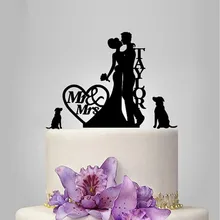 Настоящая ручная Персонализированная акриловая пара с собакой и кошкой свадебный торт Топпер/Свадебный стенд/Свадебные украшения/Пользовательский Топпер