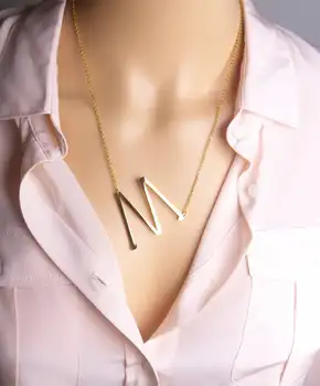 

Stainless steel A-Z Letter Necklaces Big Letter Initial Necklace LayeringNecklace