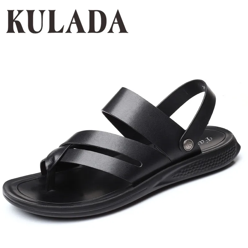 

High Quality New Men Summer Shoes Leather flip-flop Sandals Natural Fashion Student Casual Shoes Comfortable Men Beach Slippers