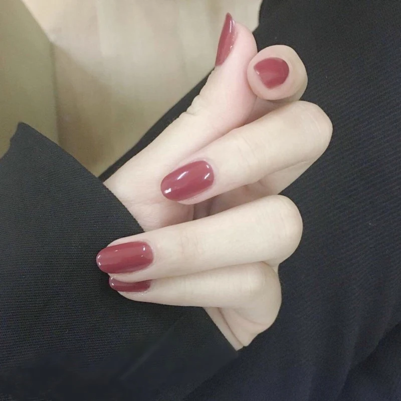 137 24 De Réduction24 Pièces Simple Faux Ongles élégant Rose Rebelle Rose Ovale Artificiel Ongles Conseils Avec Colle Autocollant Pour Bureau
