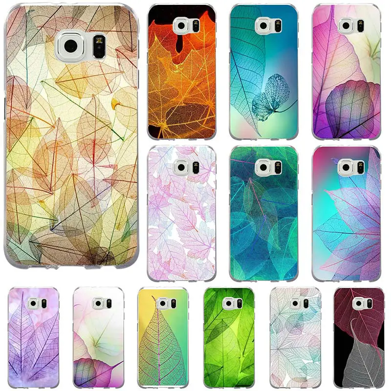 Colorful Leaf Texture Slim Soft TPU Phone Cases for Samsung Galaxy S2 S4 S5 S6 S7 S8 S9 Edge Plus Note 2 3 4 5 8 Coque Fundas |