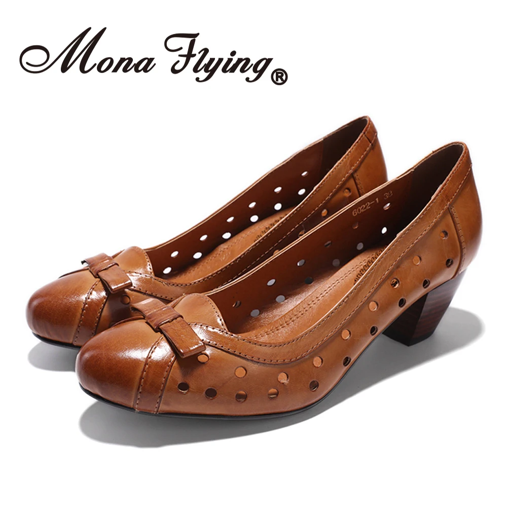 Mona/женские кожаные туфли ручной работы, удобная элегантная обувь для офиса, без шнуровки, с закругленным носком, на среднем каблуке, женская обувь, 6022-1