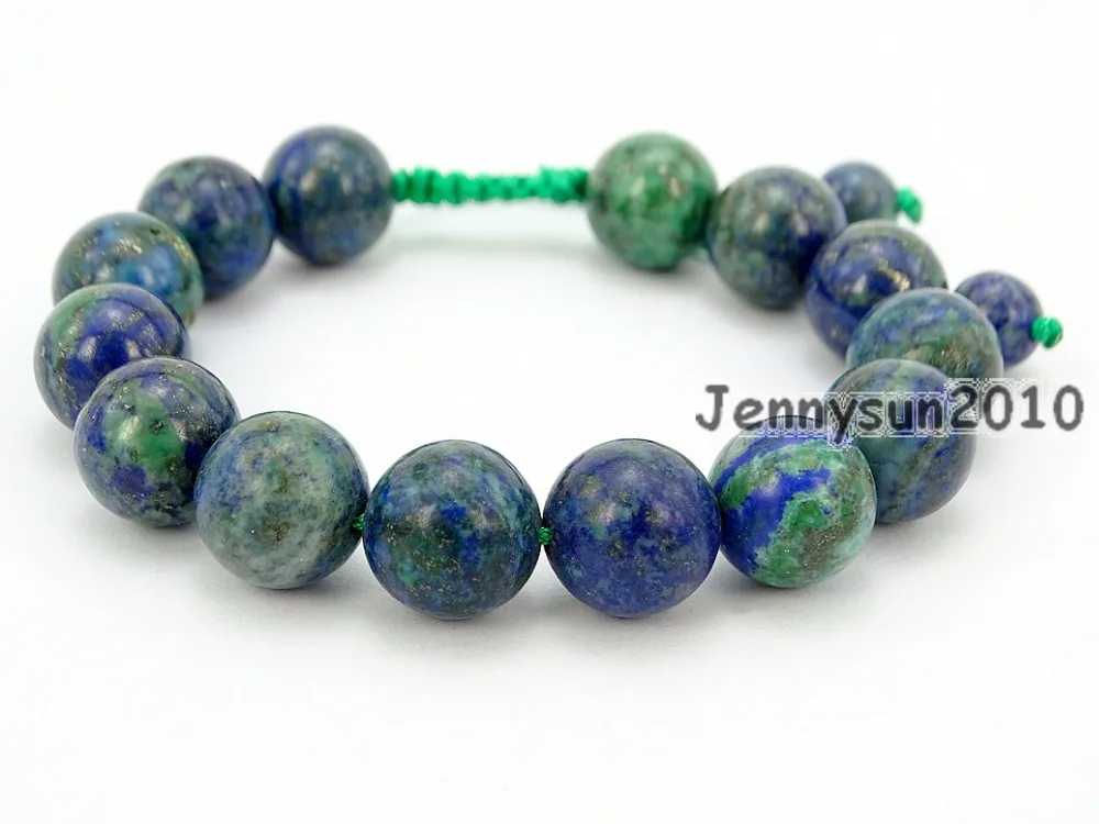 

Handmade 12mm Adjustable Natural Lapis Lazuli Chrysocolla Gems Stone Round Beads Bracelet Healing Reiki 5 Strands/Pack