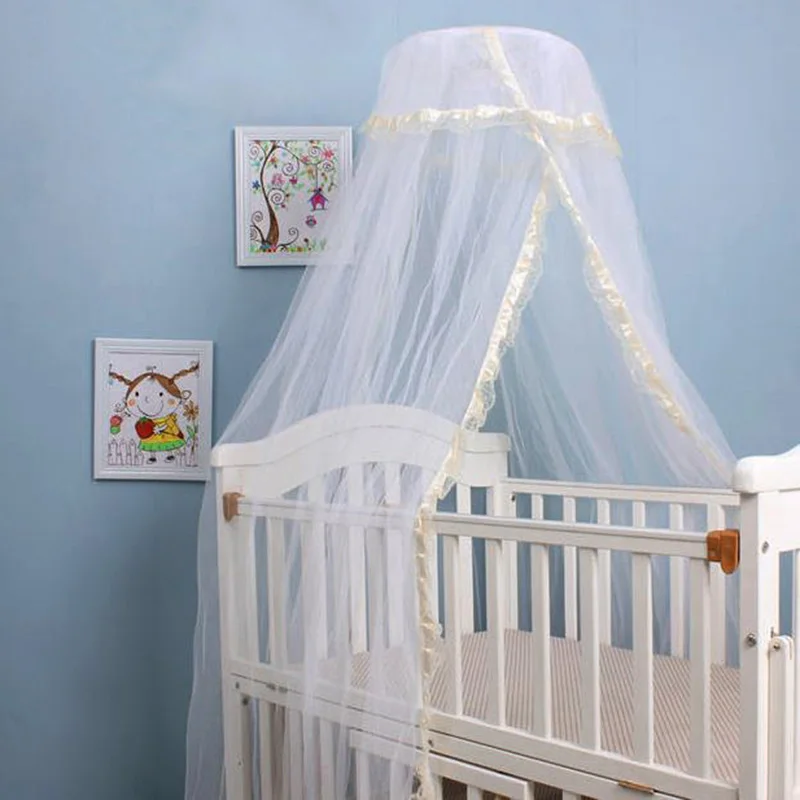 Детские кроватки детские кровать, палатка балдахин-сетка портативный младенческой москитная сетка для детской комнаты кружева принцесса