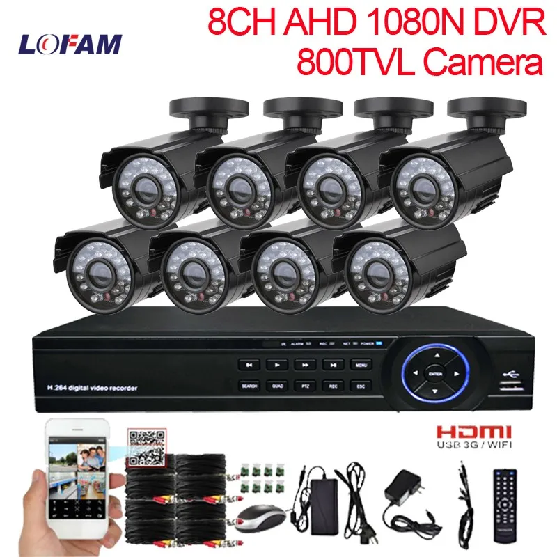 Lofam видеонаблюдение система 8CH DVR комплект 8 каналов наружная Водонепроницаемая камера видеонаблюдения комплект домашняя 8CH AHD DVR камера безопасности Система