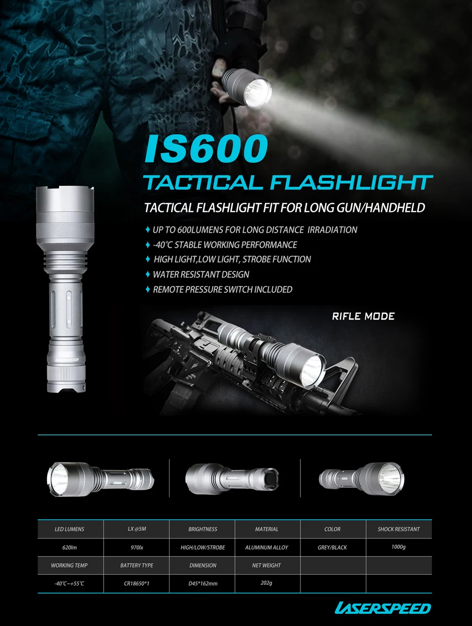 600 lumens led lanterna tática tocha com