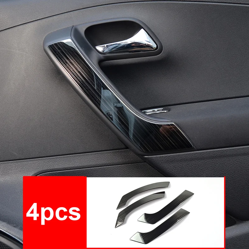 

4pcs for vw polo 2011-2017 Door armrest decoration black Stainless steel
