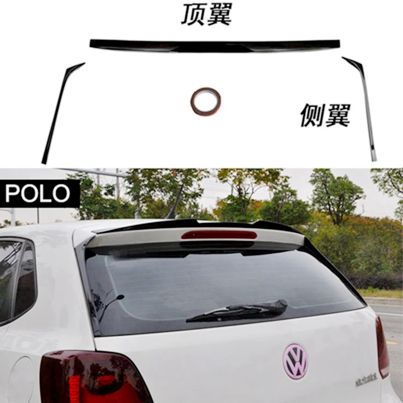 Для Polo Spoiler Высокое качество ABS Материал Автомобильный задний яркий черный спойлер верхнее крыло боковое крыло 2010