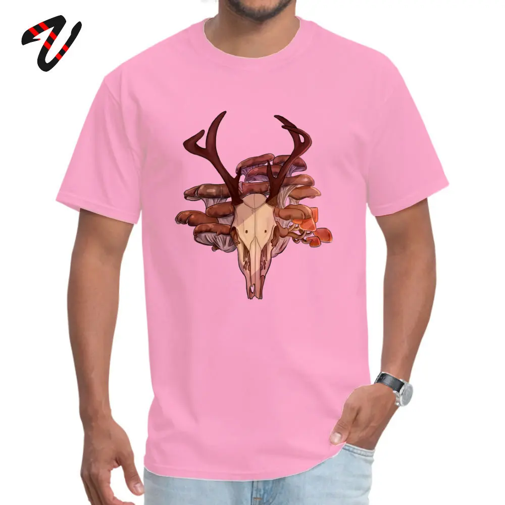 vulture culture stag head Normal T-Shirt for Men Pure Cotton Autumn Tops Shirt Casual T Shirt Short Sleeve Latest O Neck vulture culture stag head -13850 pink