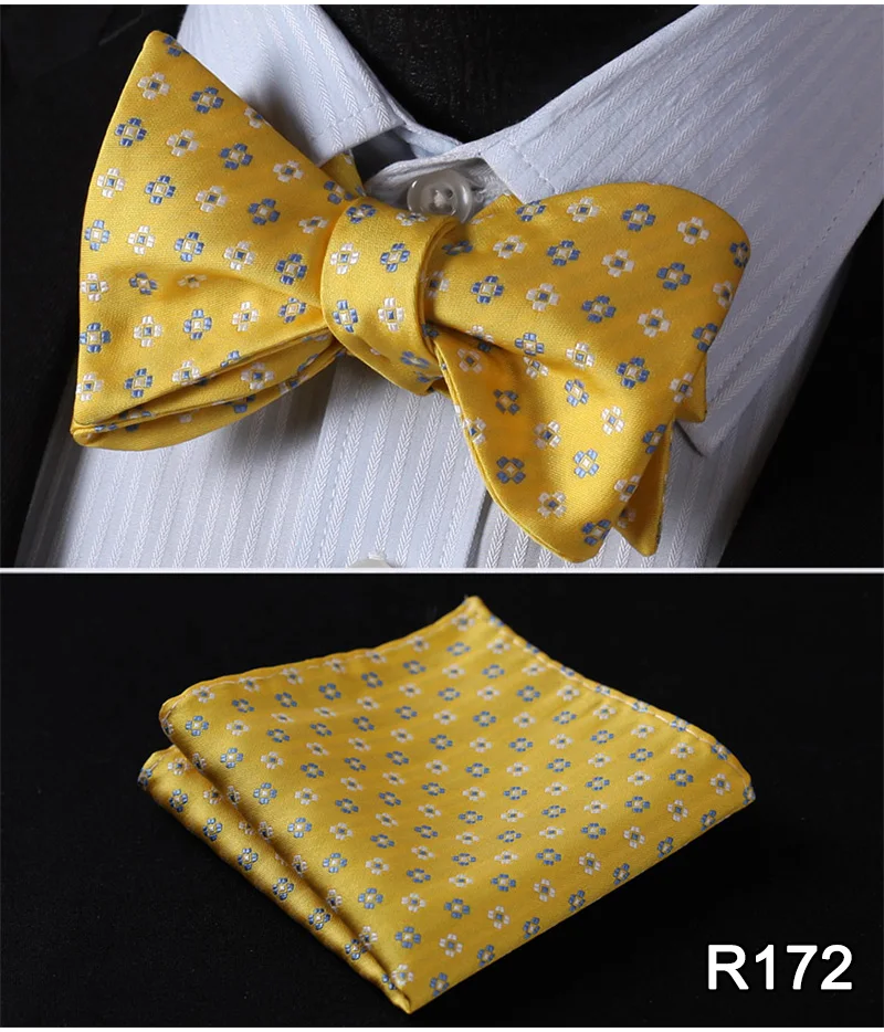Клетчатый Классический Шелковый жаккардовый тканый мужской галстук-бабочка Карманный платок костюм набор# RC3