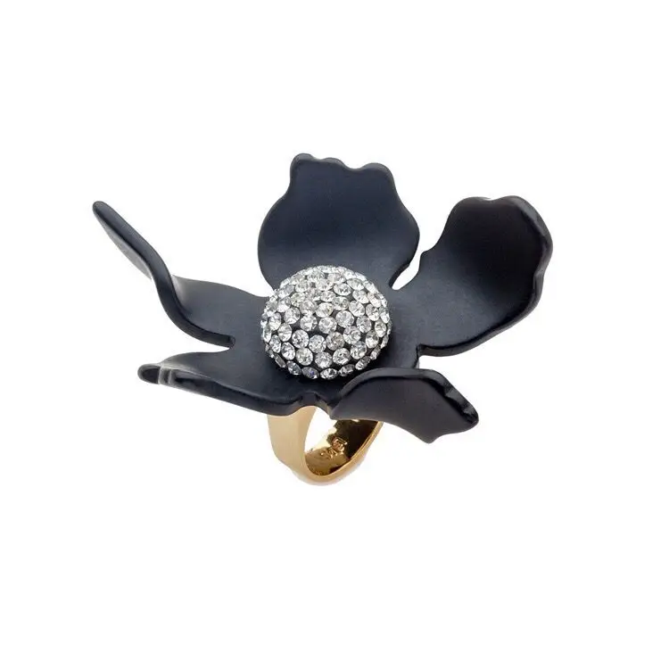 Amybaby Мода цветок лилии кристалл смолы женские милые кольца эмалированная глазурь ювелирные изделия - Цвет основного камня: ring 2